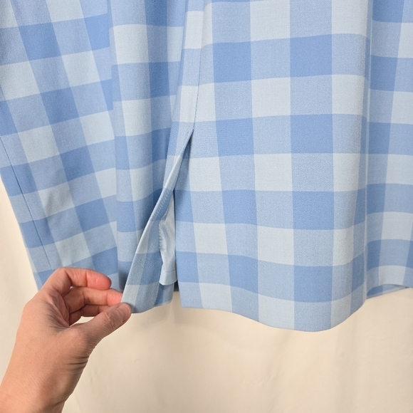 J. Crew Ruffle-trim sheath dress in gingham stretch crepe In Bright Periwinkle - Picture 5 of 13